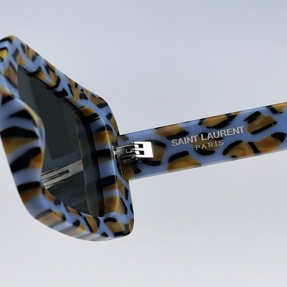 Saint Laurent SL534 SUNRISE 008 Sunglasses Violet Havana Grey Rectangle Unisex - Picture 9 of 11